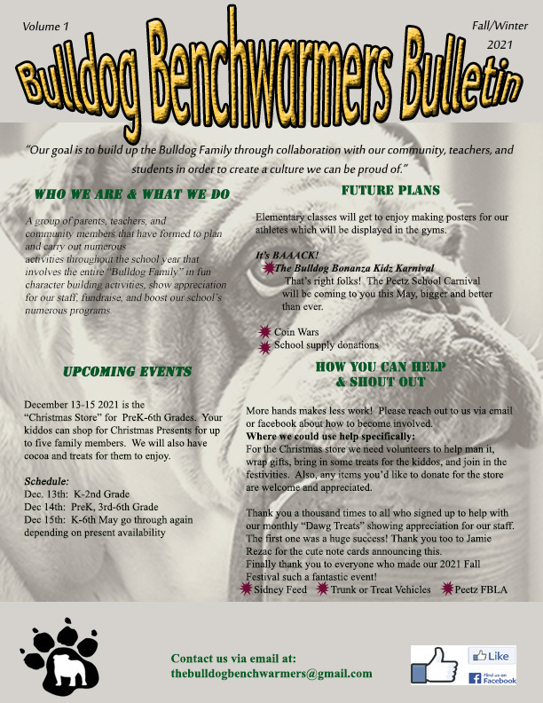 Bulldog Benchwarmers Bulletin