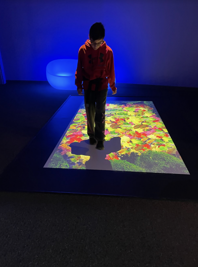 Student standing on projected floor