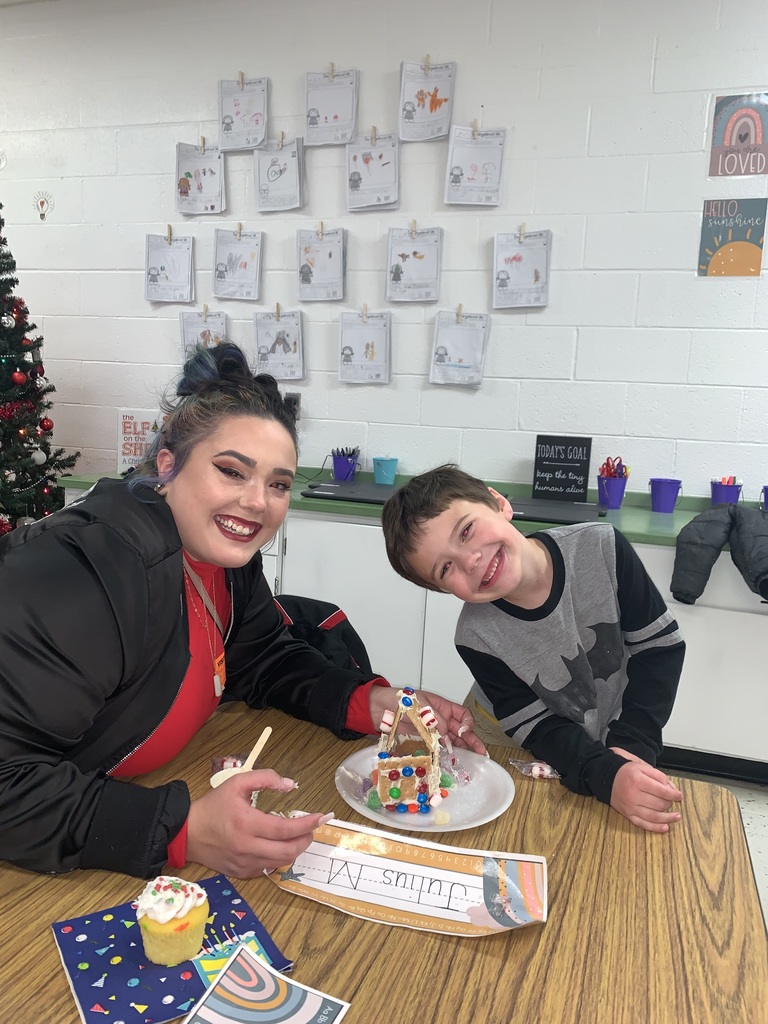 Belpre Elementary Kindergarten students and their families worked together to build gingerbread houses too cute to eat. 