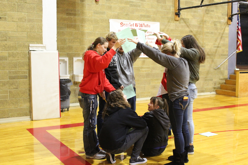 Students participate in an acting workshop.