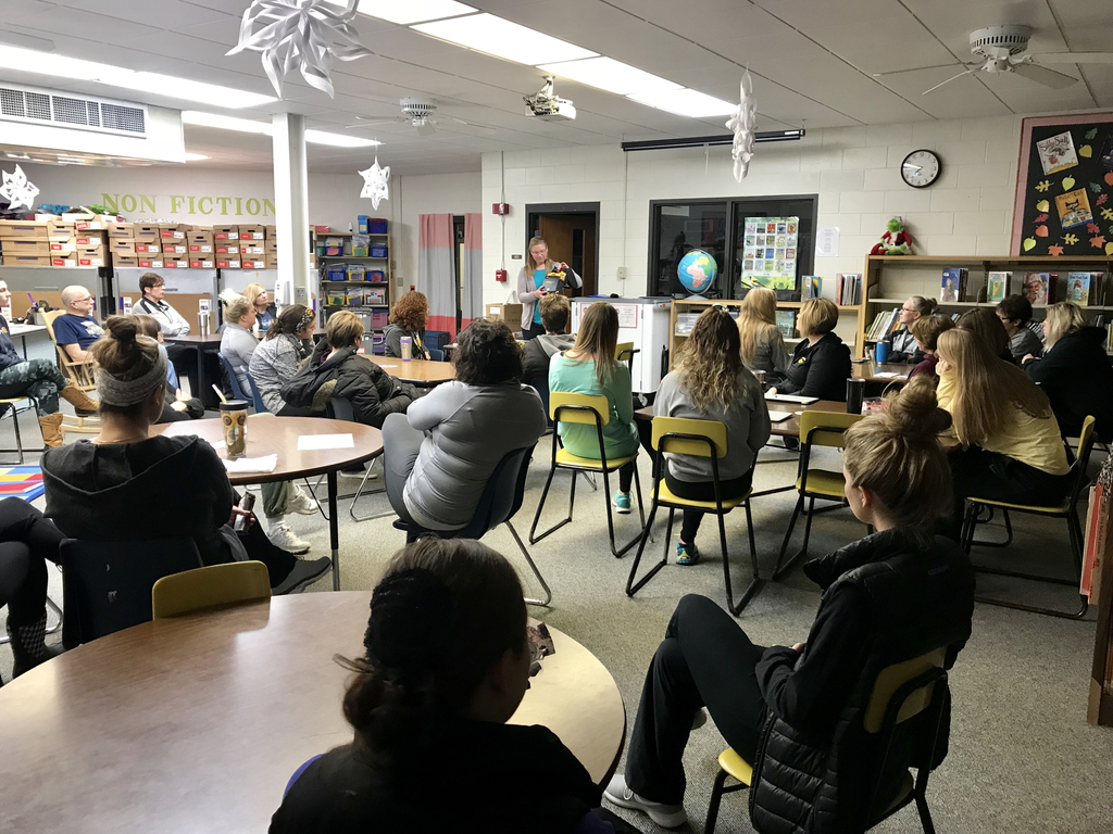 MP East Elementary Before School Staff Meeting featured MP School Nurse, Jessica Nafziger, focusing on Student Health Care Plans, Procedures and More. #mphawks