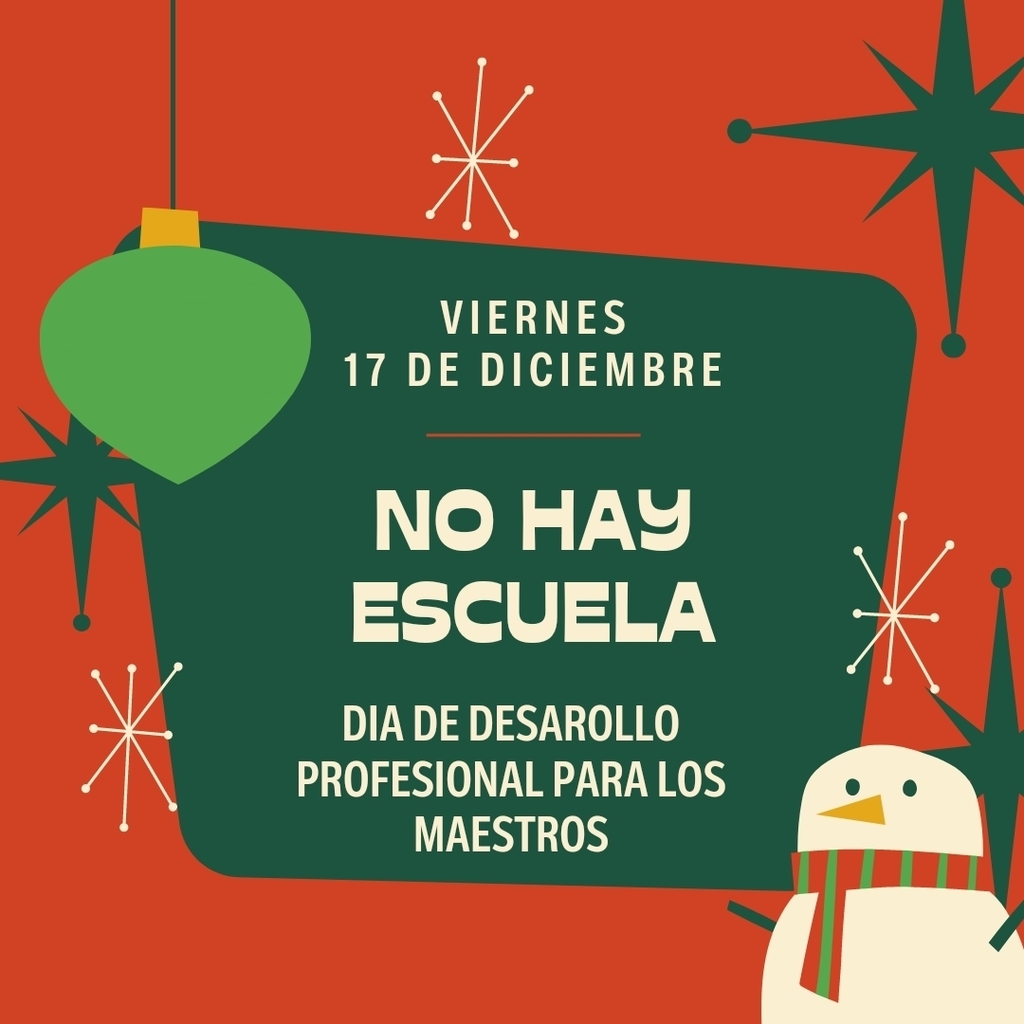 announcement in Spanish with a snowman
