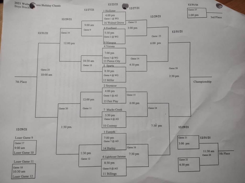 WG Holiday Classic Boy's Bracket SY 21-22