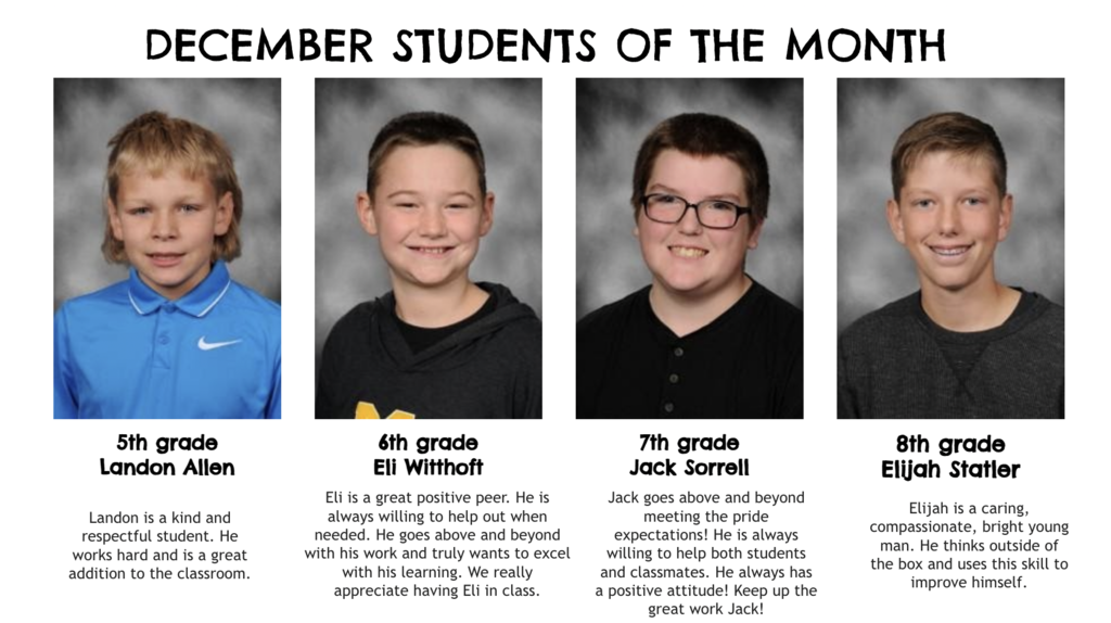 January MPMS Students of the Month