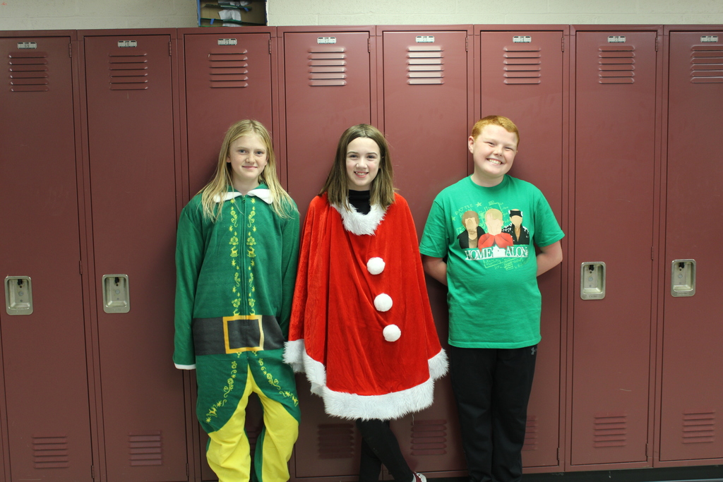 Students dressed as Elf and Santa