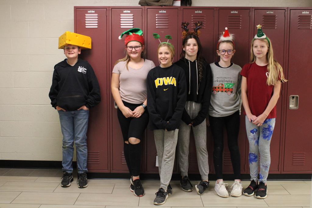 6th grade students with Christmas headbands