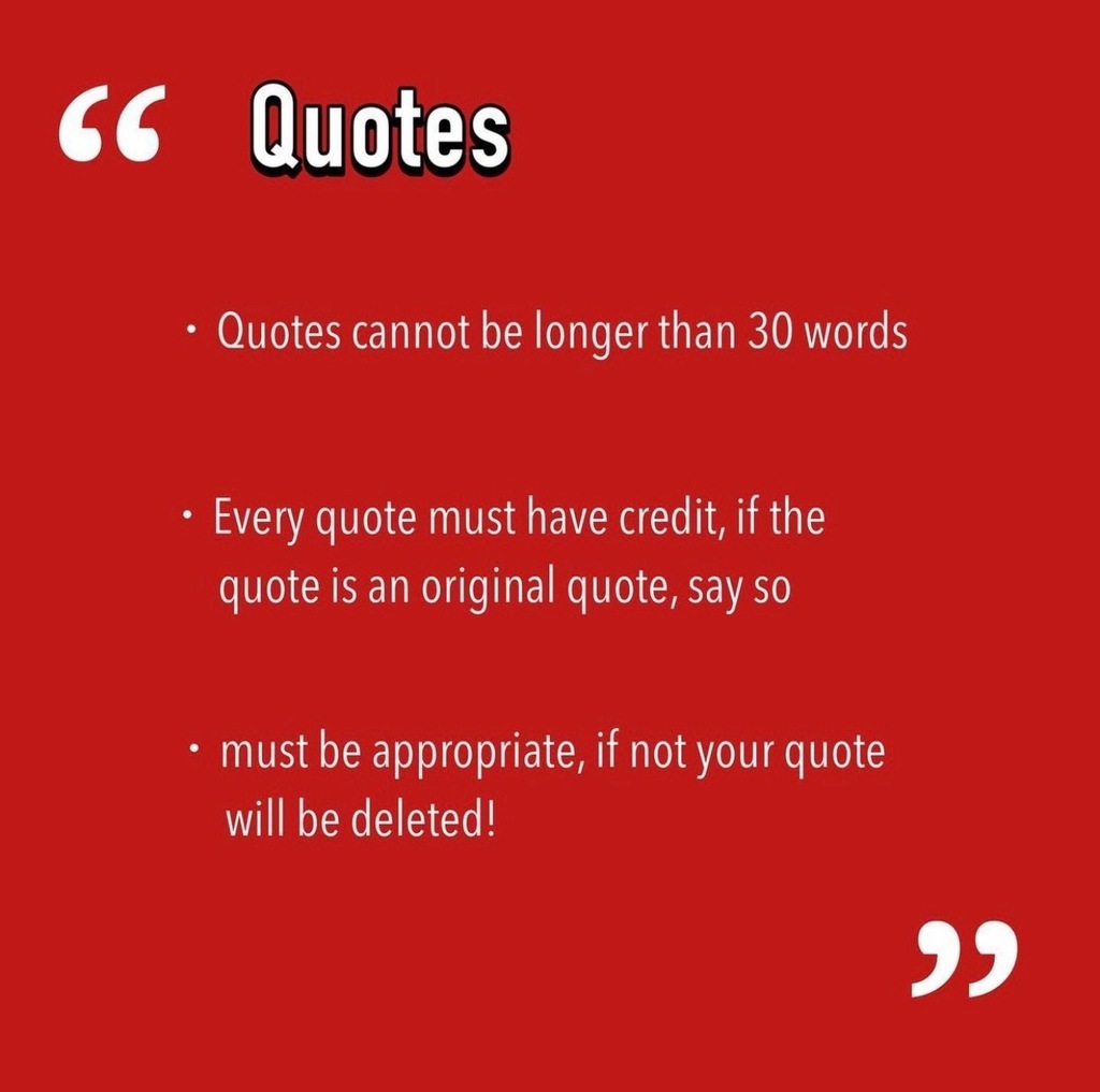 red background with words.