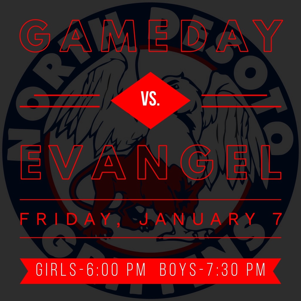 North DeSoto Basketball vs Evangel. Friday, January 7th. Starts at 6pm!