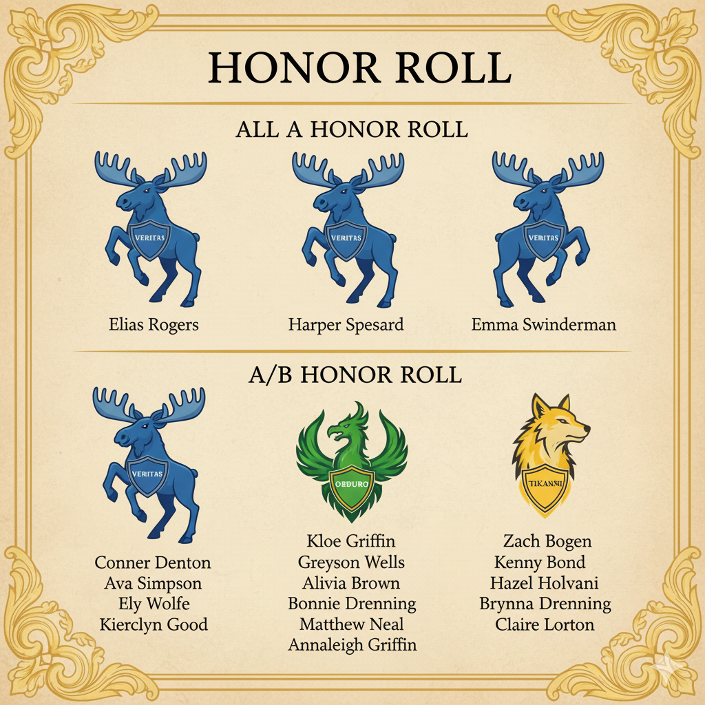 Junior High Honors and High Honors List by Houses