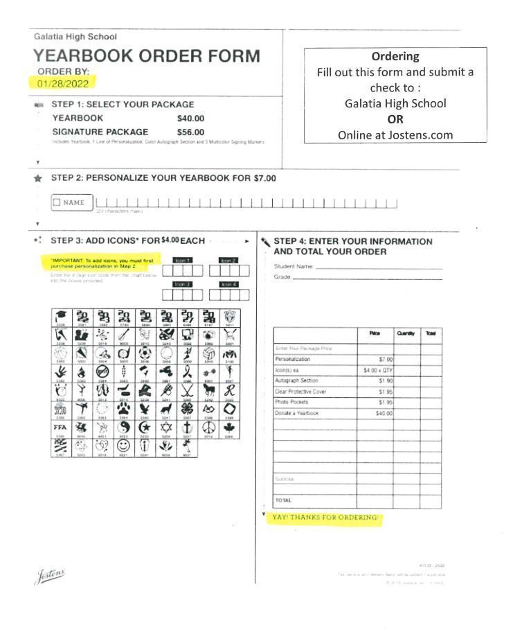 Yearbook Order Form
