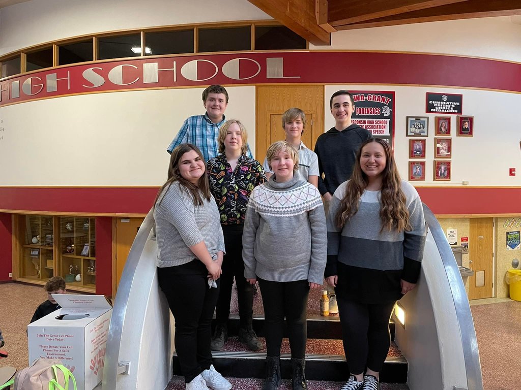 2022 Ithaca Middle School Honors Band members Valerie Fauver, Owen Feryance, Ally Plonka, Abby Plonka, Derek Franzen, Tyler Steinmetz, and Izzie Ortiz