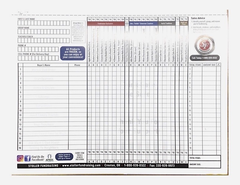 fundraiser ordering form