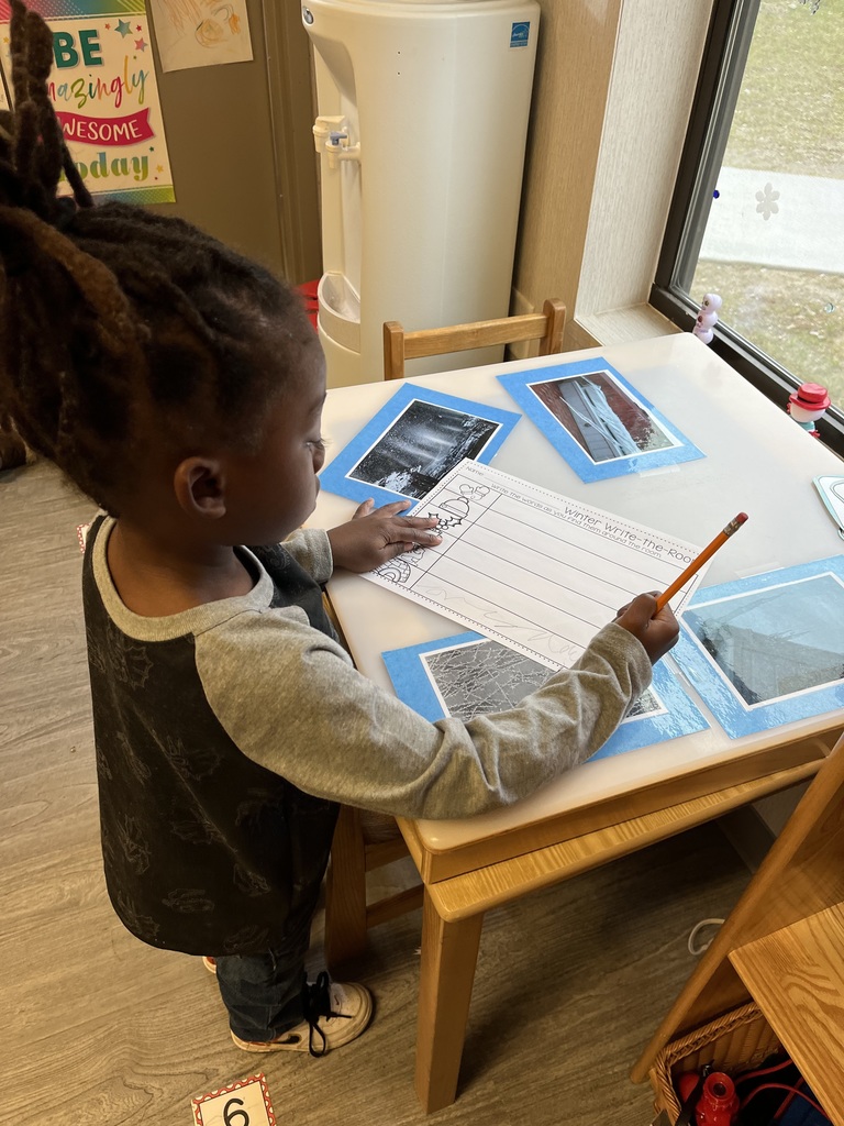 He is "writing the room" and finding Winter vocabulary words