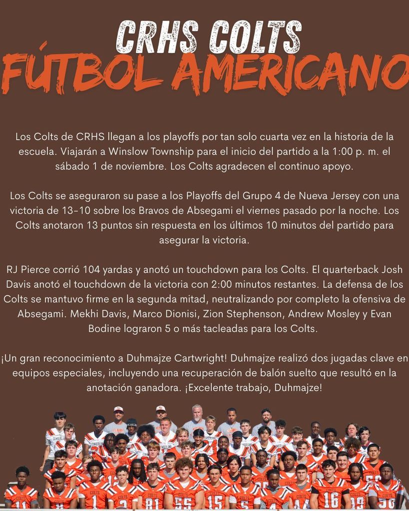 CRHS Colts Football make it to playoffs