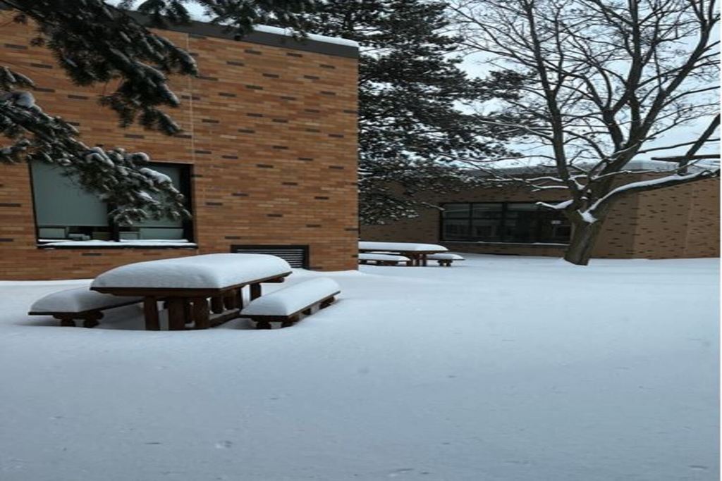 Courtyard snow covered