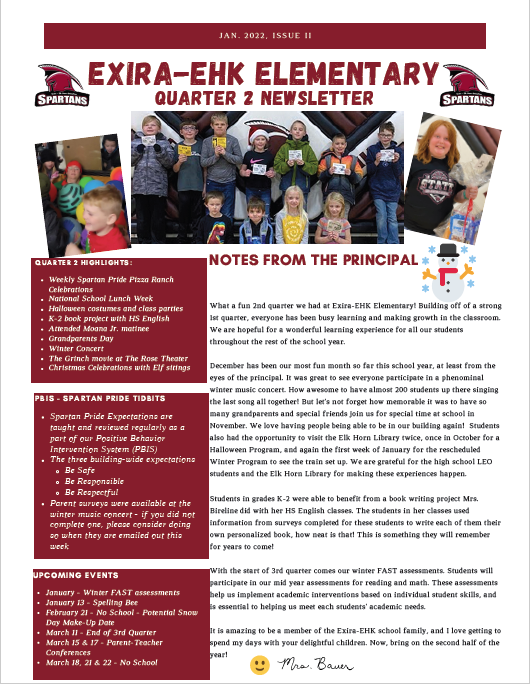 Elementary Quarter 2 Newsletter