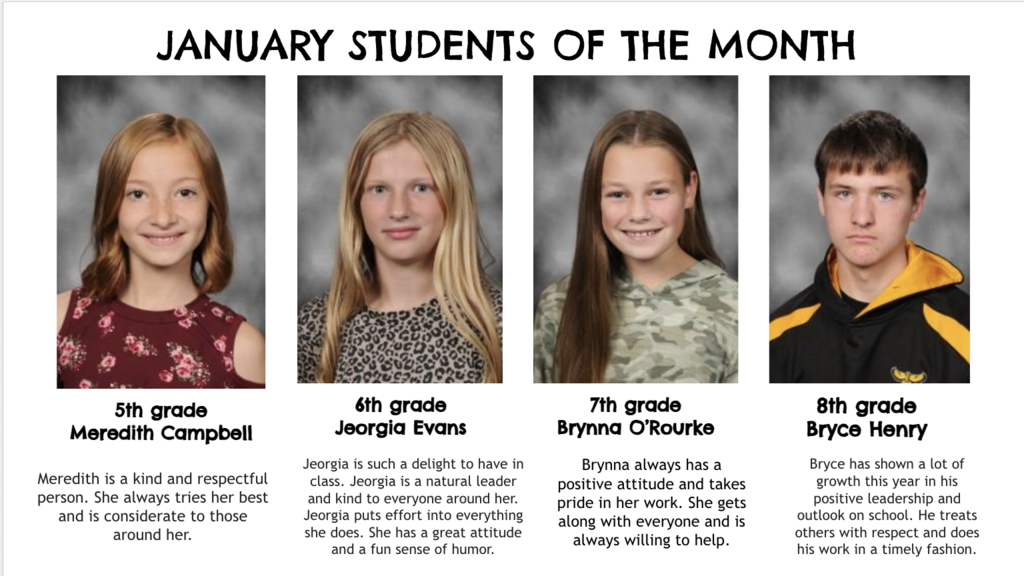 January MPMS Students of the Month