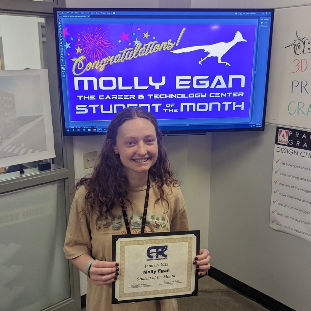 Student with award