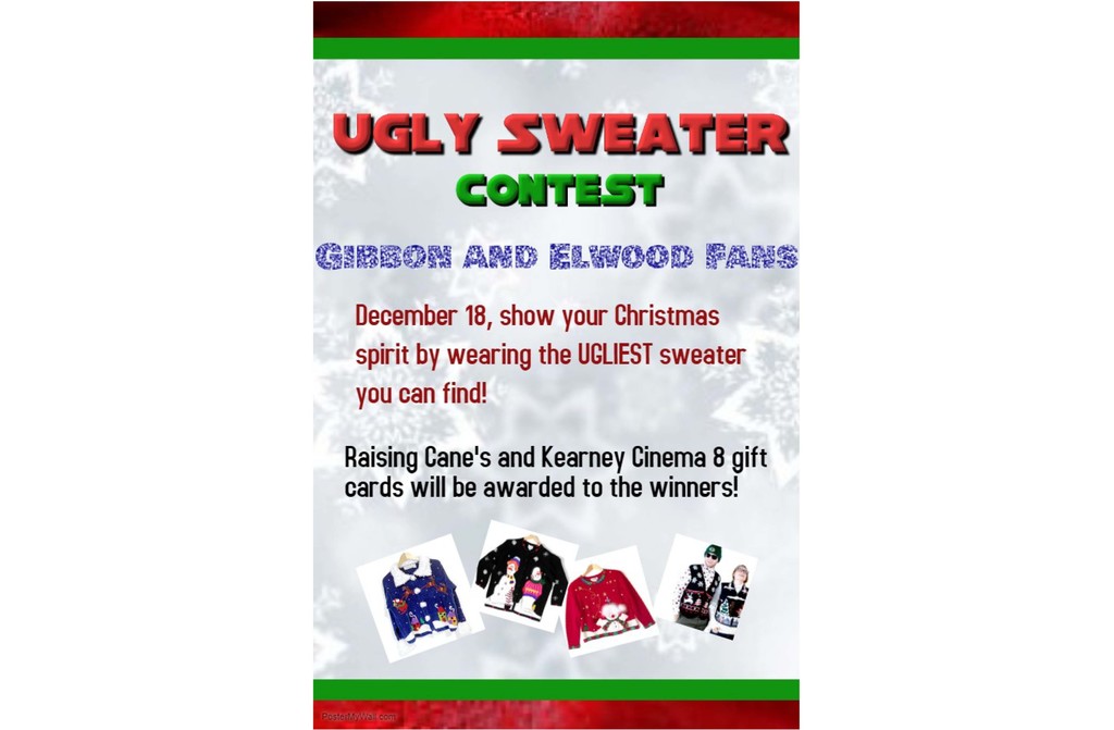 Ugly sweater contest at the Gibbon basketball games December 18