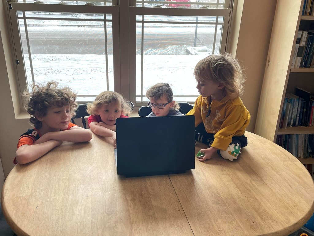 TMS teacher Emma McKenzie's children during remote learning