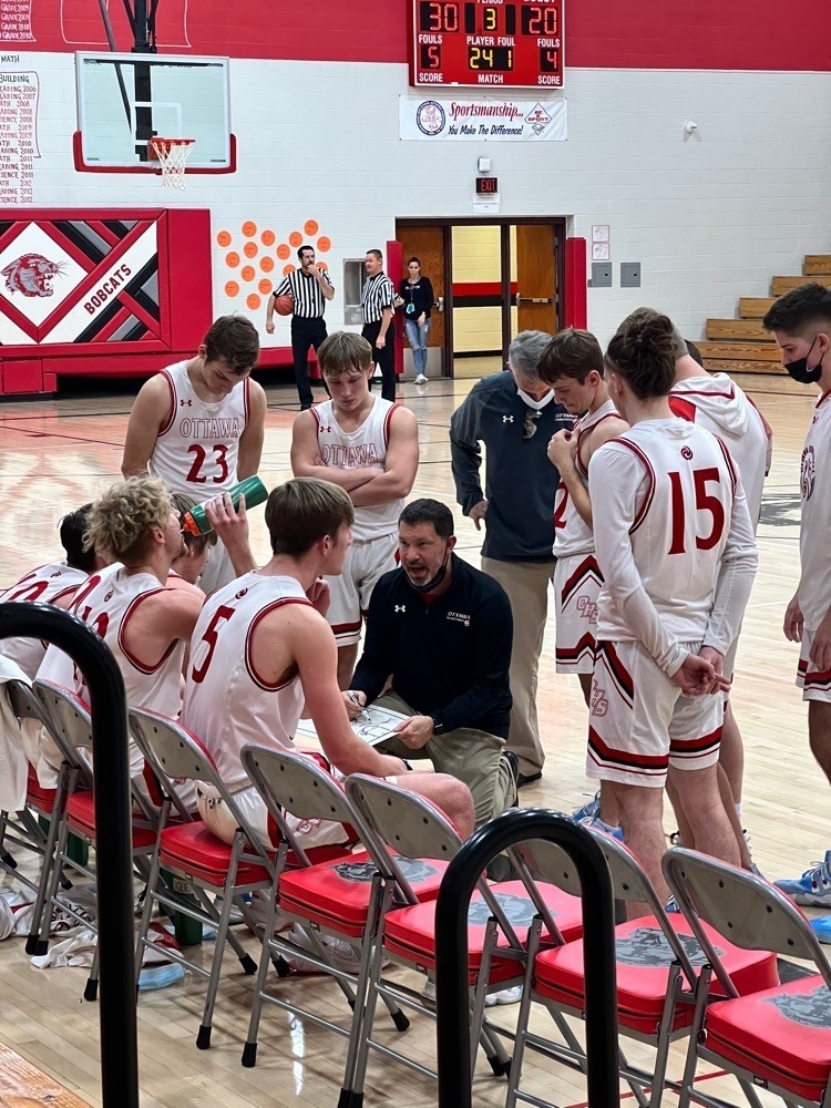 basketball team in a timeout