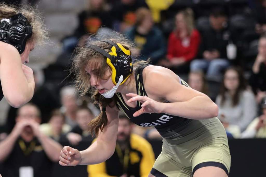 Girls wrestling action shot