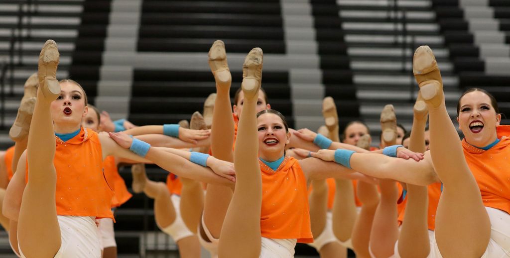 Dance team photo during kick performance