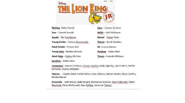 Cast of Lion King Jr.