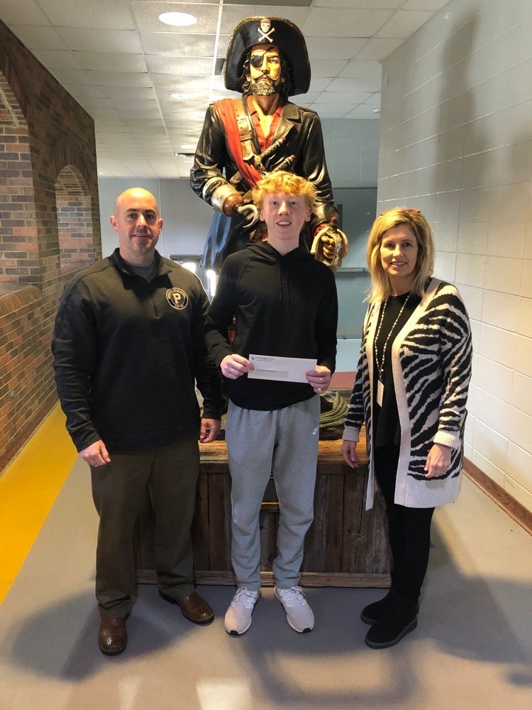 L to R: Principal Adam Aldridge, Jase Hollingsworth, Assistant Principal Stefanie Weeks