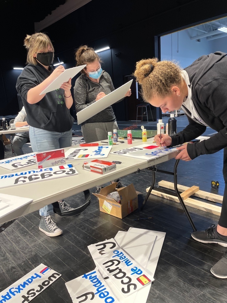 students working on a set