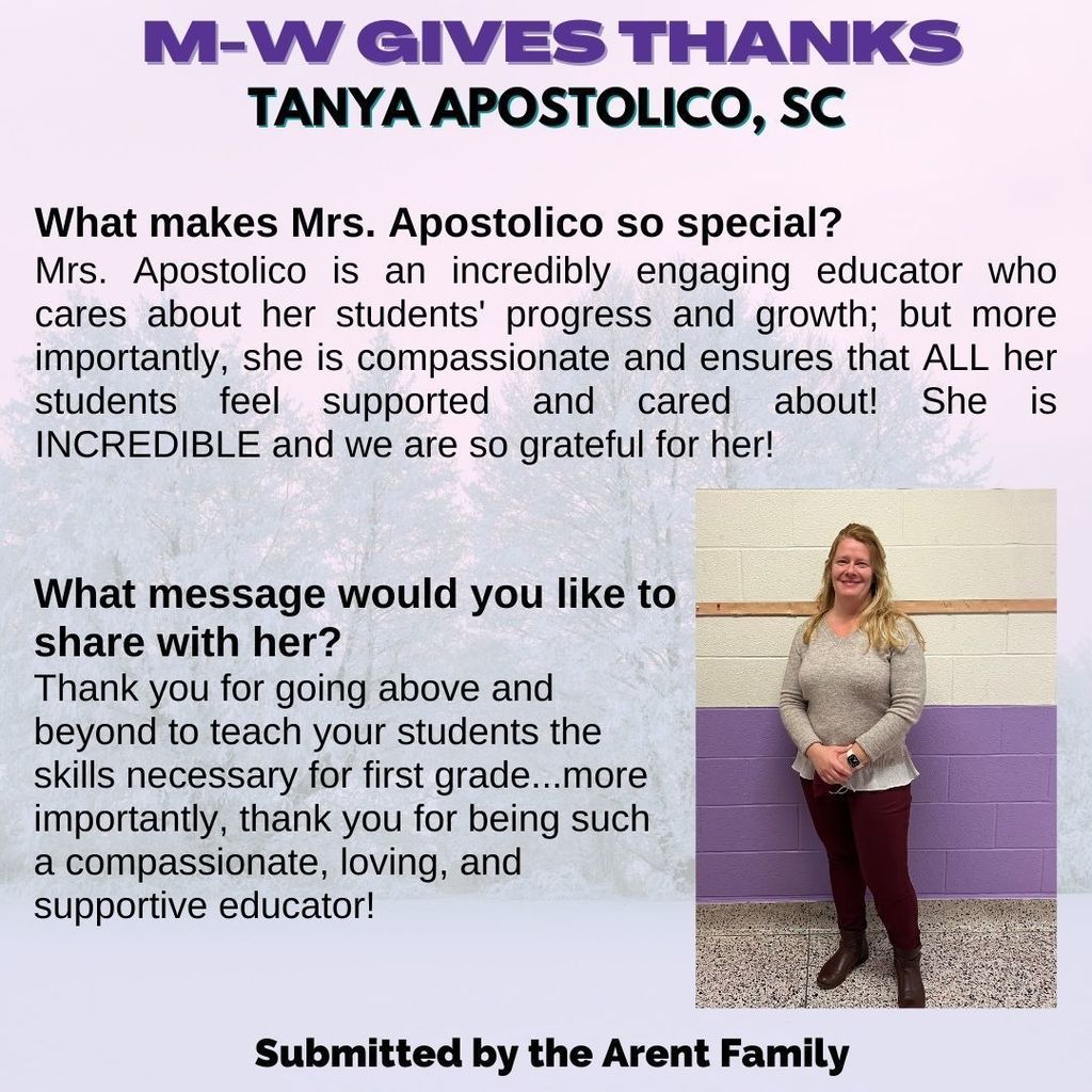 Thanks to Mrs. Apostolico