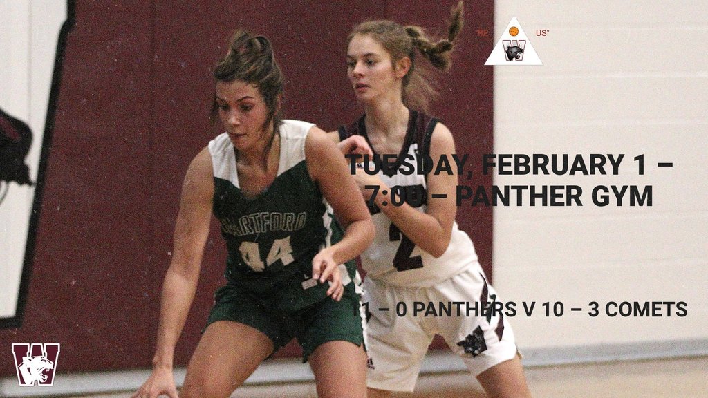 A Watervliet girls basketball player positioned behind and defending against an opposing player who seems to have the ball (out of frame)