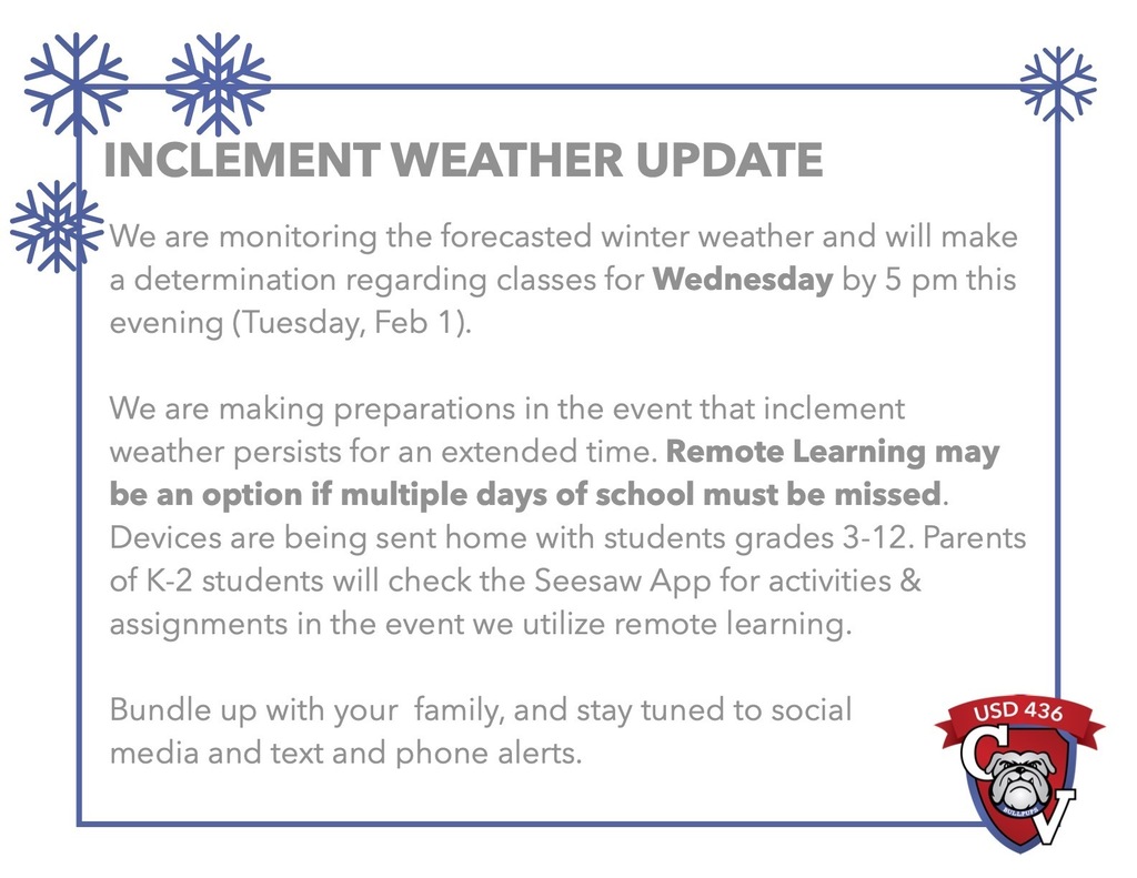 Inclement Weather Update 