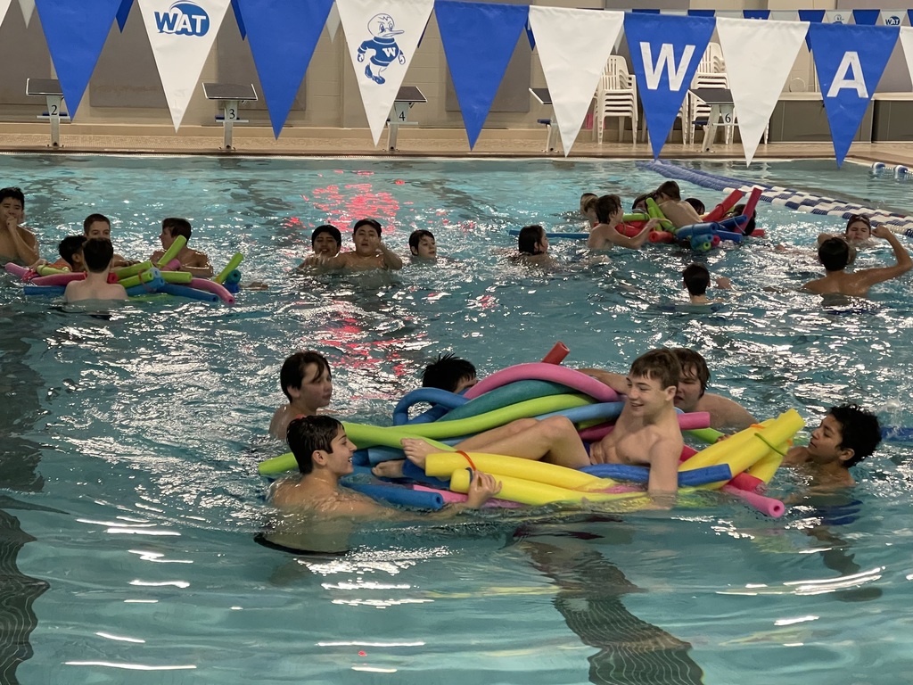 Teenagers swimming in a pool