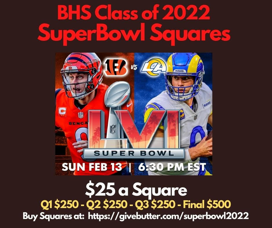 Class of 2022 Super Bowl Squares Flyer