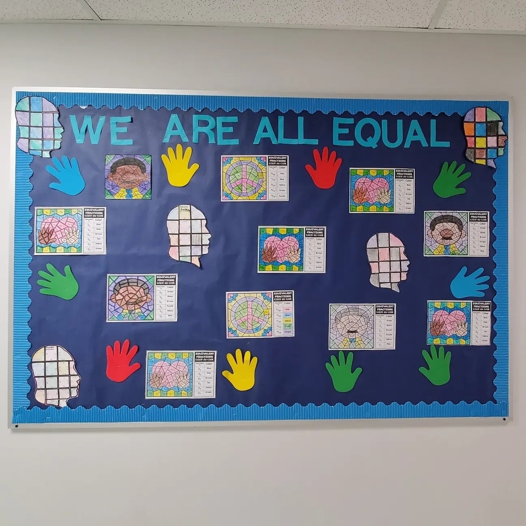 bulletin board with school work