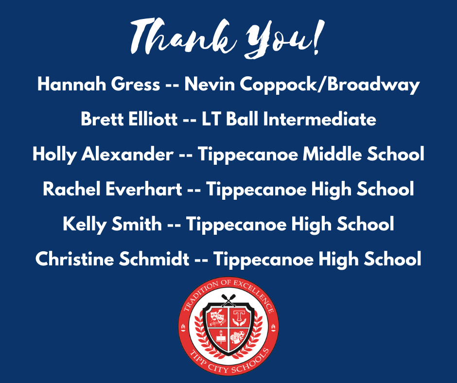 Thank you to Hannah Gress, Brett Elliot, Holly Alexander, Rachel Everhart, Kelly Smith, Christine Schmidt
