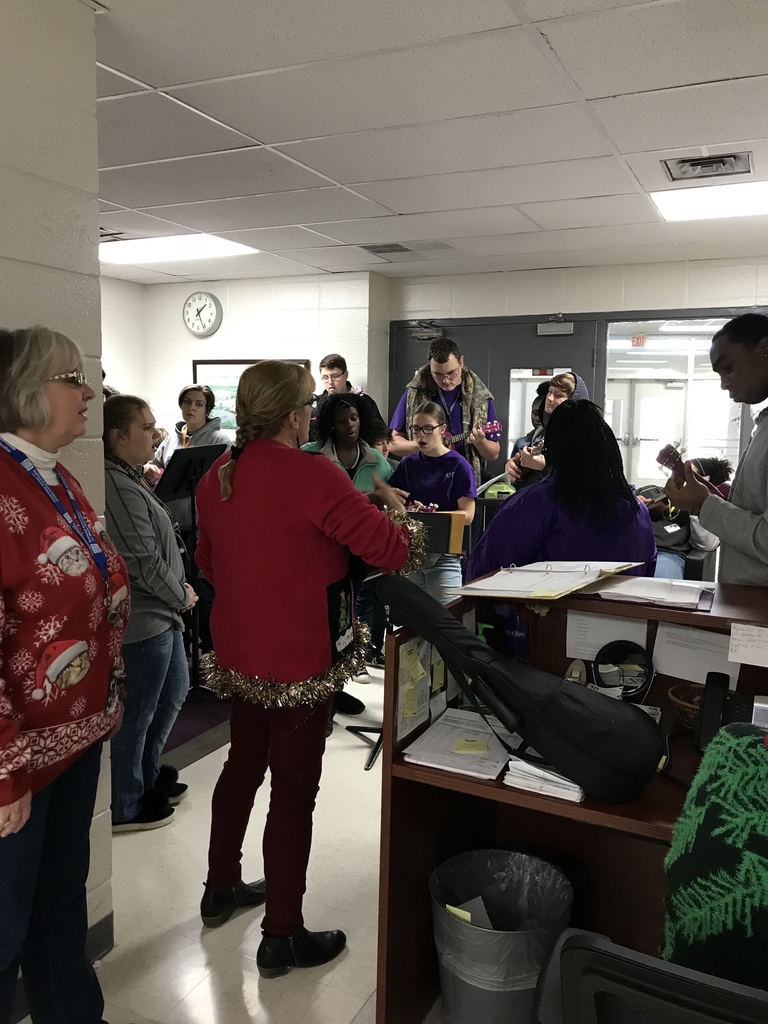 General Music students performed Christmas Carols for the BOE and RHS office staff