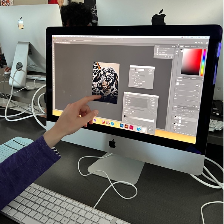 student working on a computer