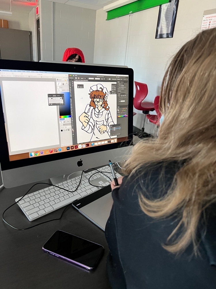 student working on the computer