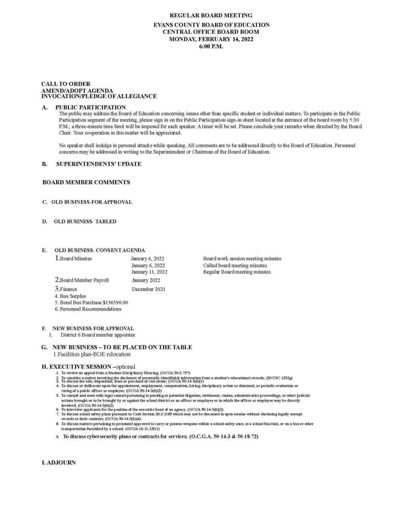 BOE Agenda