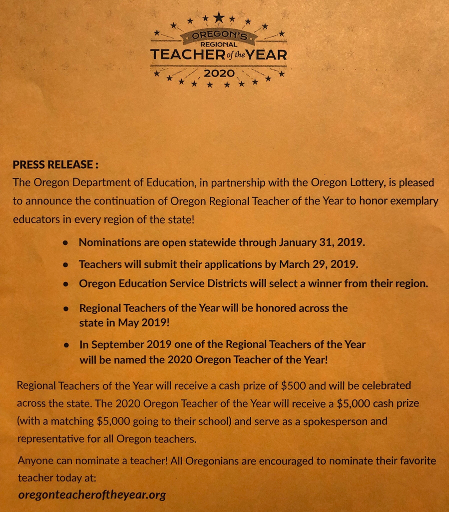 Oregon Teacher of the Year