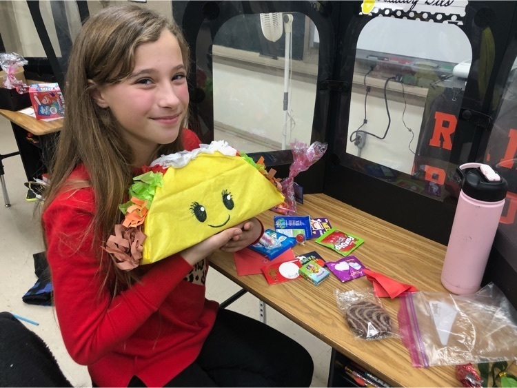 student with Valentine’s box