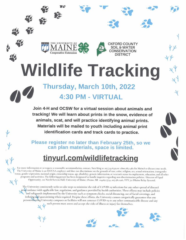 Wildlife Tracking Class Flyer