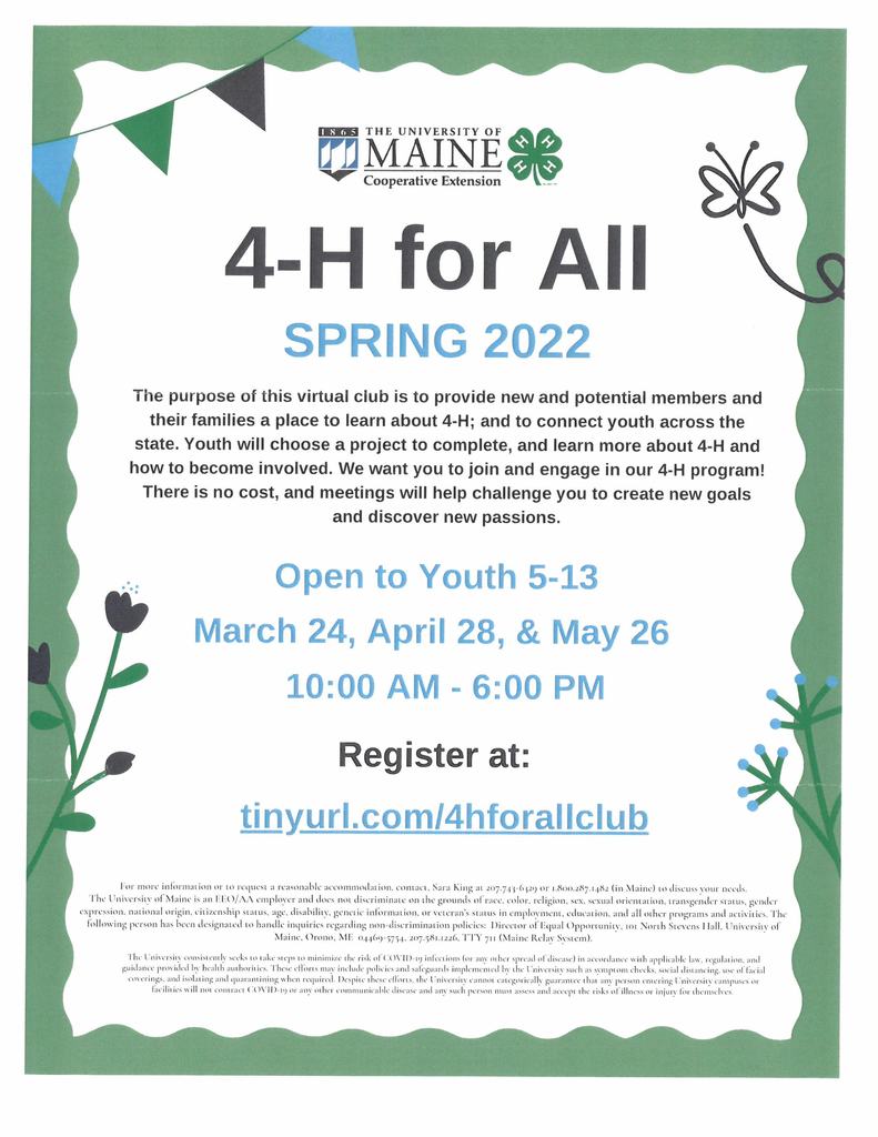 4-H Spring Schedule