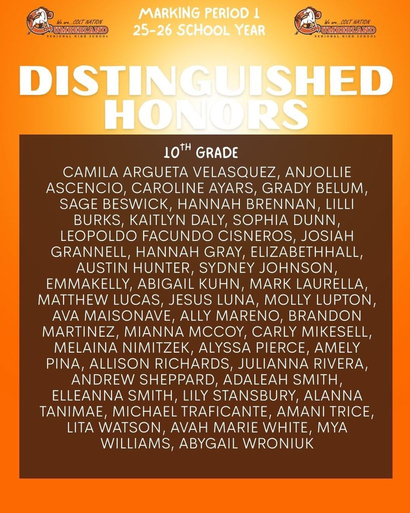Distinguished Honors 10th Grade