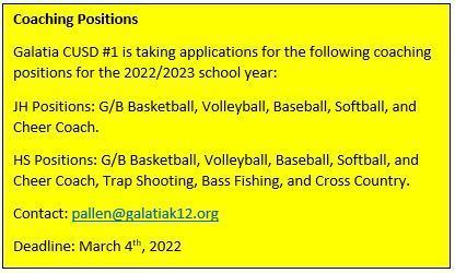 Coaching Positions