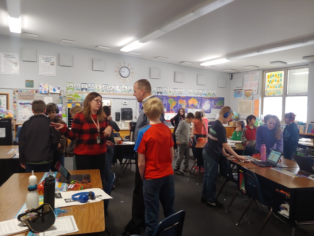 Mrs. Bearden's class showing their learning to other student and adults.