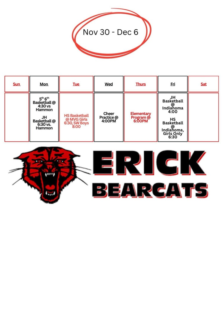 Erick PS this week December 1