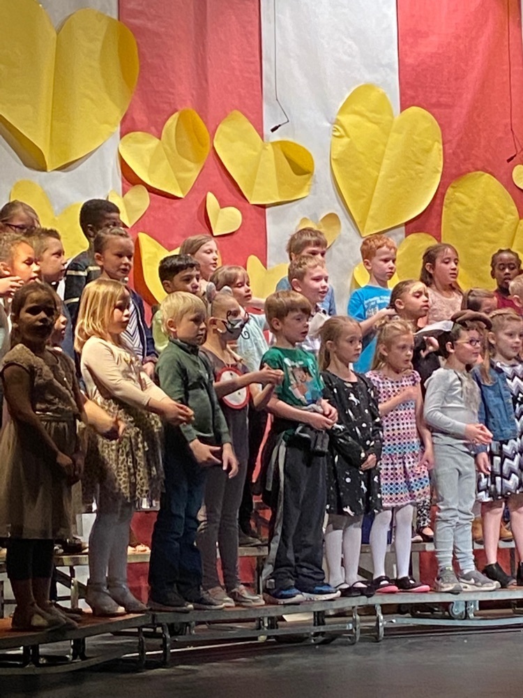 First grade students performing during musical.